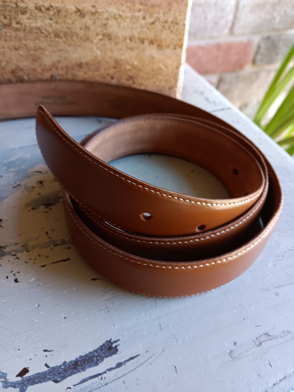 Alexander Julian Brown Leather Belt with Gold Buckle - Picture 4 of 4